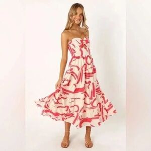 Petal & Pup Red and White Midi Dress